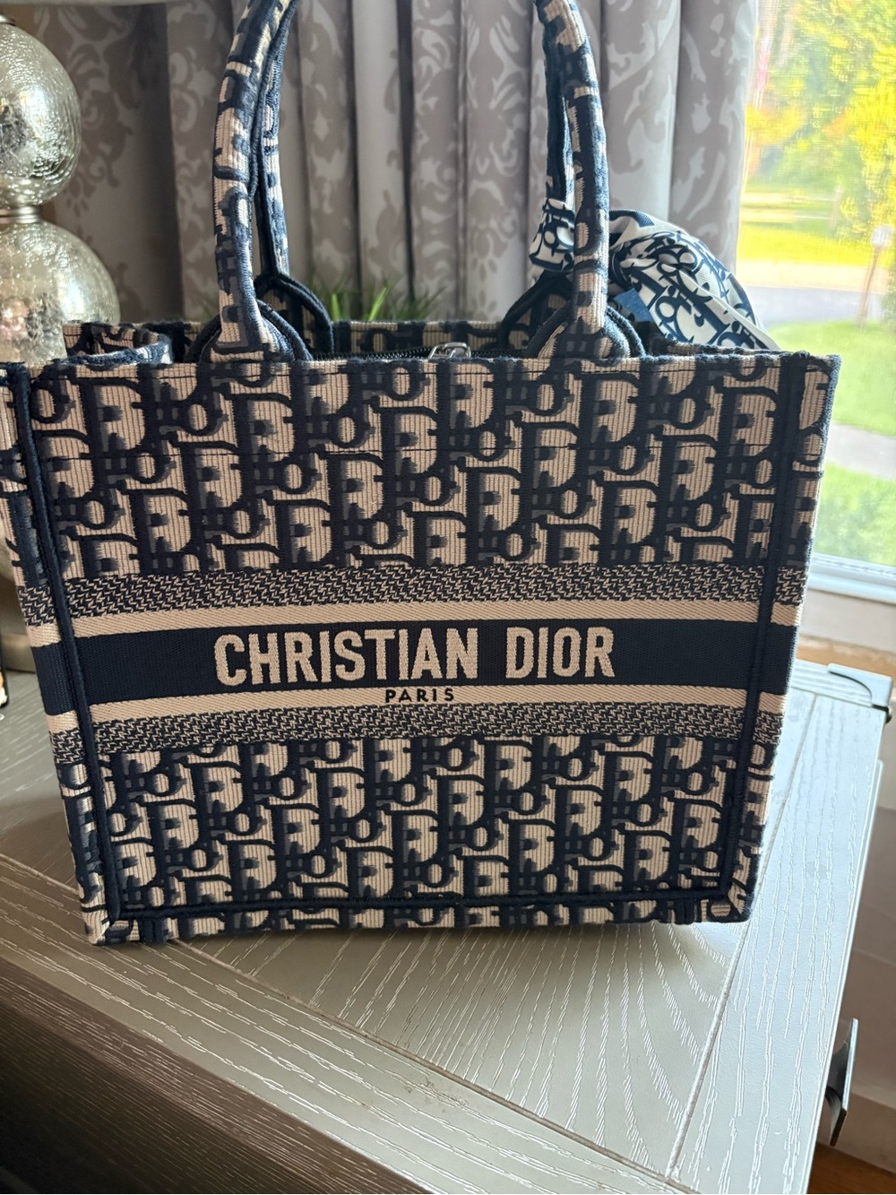 Dior Navy and Ivory Oblique Book Tote